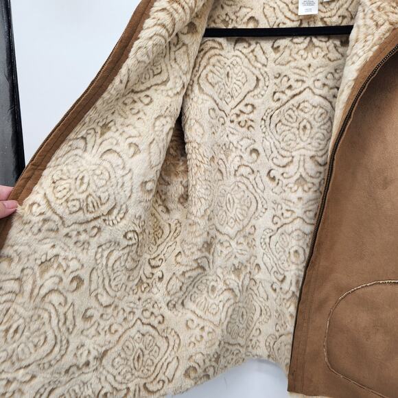 Coldwater Creek Petite Reversible Faux Suede Faux Fur Zip up Jacket Women's PM - Picture 7 of 12